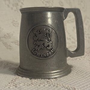 Vintage Lowenbrau Pewter Beer Stein Tankard Lion Crest 1970s